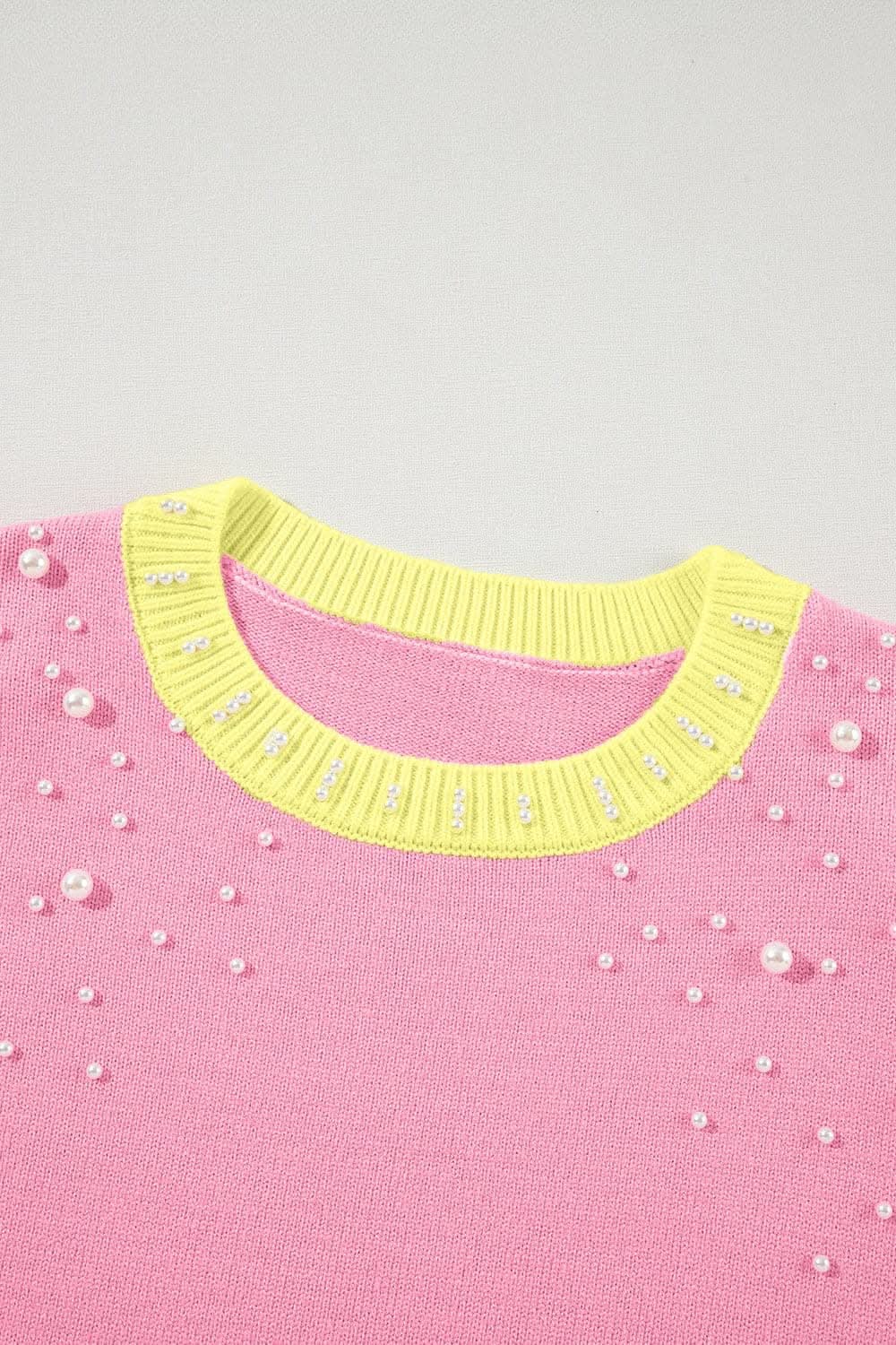 Elegant pearl contrast sweater - Love Salve